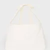 Corduroy Bow Tote Bag i elfenben