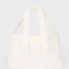 Corduroy Bow Tote Bag i elfenben