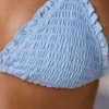 Crinkle Badetøy Halter Neck Triangle Bikini Top i himmelblå