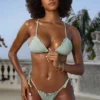 Crinkle Badetøy Side Tie Cheeky bikinitruser i Sage