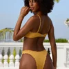 Crinkle Badetøy-hipsterbikinitruser i Marigold
