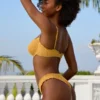 Crinkle Badetøy-hipsterbikinitruser i Marigold