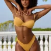 Crinkle Badetøy-hipsterbikinitruser i Marigold