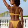 Crinkle Badetøy-hipsterbikinitruser i Marigold