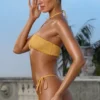 Crinkle Badetøy Strappy Bandeau Bikini Top i Marigold