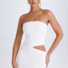 Damia Cut-Out Bandeau minikjole i hvitt
