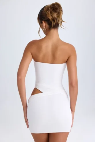 Damia Cut-Out Bandeau minikjole i hvitt