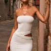 Damia Cut-Out Bandeau minikjole i hvitt