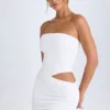 Damia Cut-Out Bandeau minikjole i hvitt