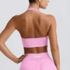 Define Luxe halterneck-sport-BH i bubblegumrosa