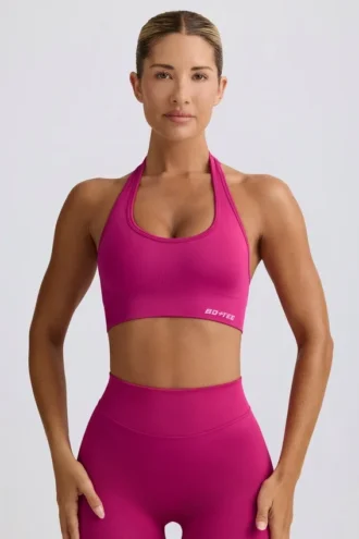 Define Luxe halterneck-sports-BH i Berry