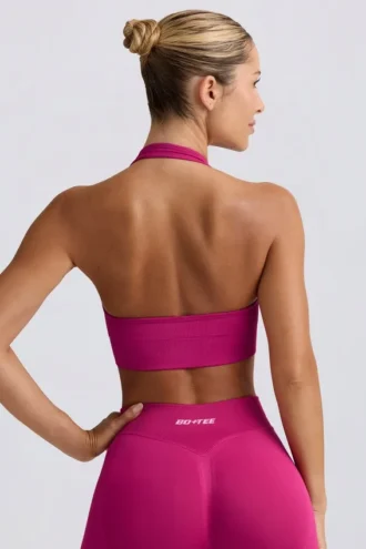 Define Luxe halterneck-sports-BH i Berry