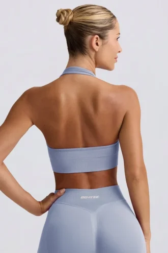 Define Luxe halterneck-sports-BH i blågrå