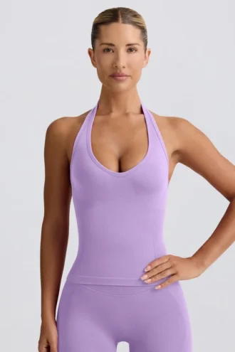 Define Luxe halterneck-tanktop i lilla
