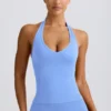 Define Luxe halterneck-tanktop i lyseblå