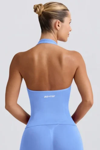 Define Luxe halterneck-tanktop i lyseblå