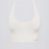 Define Luxe sports-BH med halterneck i hvit