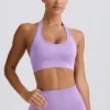 Define Luxe sports-BH med halterneck i lilla