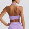 Define Luxe sports-BH med halterneck i lilla