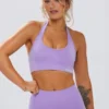 Define Luxe sports-BH med halterneck i lilla