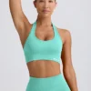 Define Luxe sports-BH med halterneck i mint