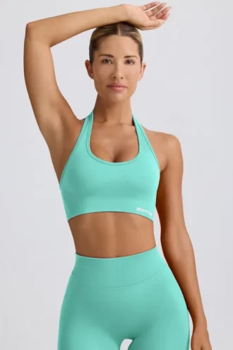 Define Luxe sports-BH med halterneck i mint