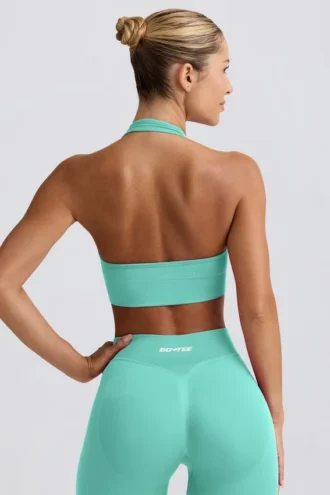 Define Luxe sports-BH med halterneck i mint