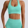 Define Luxe sports-BH med halterneck i mint