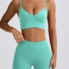 Define Luxe sports-BH med V-hals i mint
