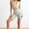 Define Luxe sykkelshorts med høy midje i fargen Fog