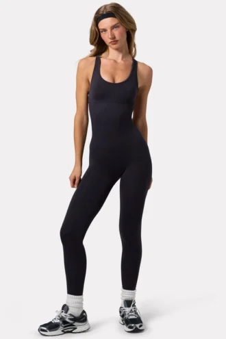 Define Luxe-unitard med åpen rygg i svart