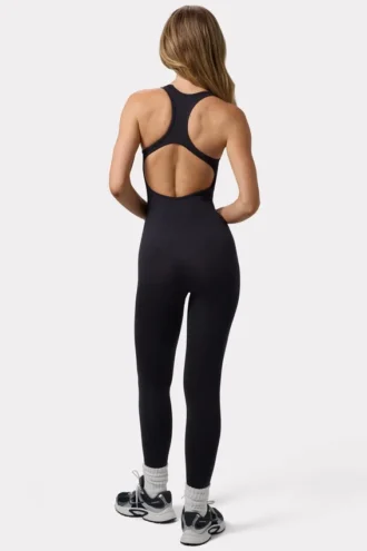 Define Luxe-unitard med åpen rygg i svart