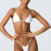 South Beach trekantet bikinitopp med kjede-detaljer i hvitt