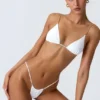 South Beach trekantet bikinitopp med kjede-detaljer i hvitt