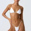South Beach trekantet bikinitopp med kjede-detaljer i hvitt