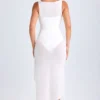 Deva Ruffle-Trim Cowl-Neck Midaxi-kjoler i hvitt