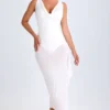 Deva Ruffle-Trim Cowl-Neck Midaxi-kjoler i hvitt