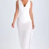 Deva Ruffle-Trim Cowl-Neck Midaxi-kjoler i hvitt