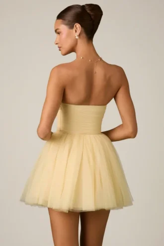 Dottie Tulle Corset Minikjole i gult