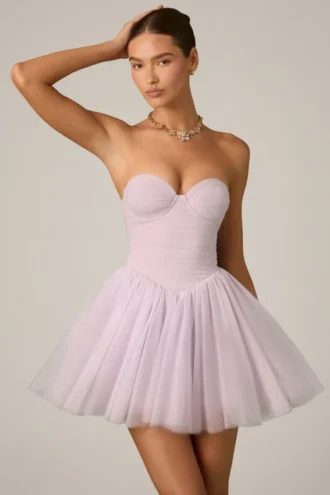 Dottie Tulle Corset Minikjole i Lilac