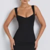 Dove Modal bodycon-minikjole med hjerteutringning i svart