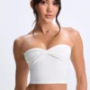 Edie Modal Twist-Front Bandeau-top i hvitt