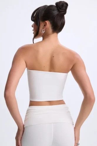 Edie Modal Twist-Front Bandeau-top i hvitt