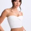 Edie Modal Twist-Front Bandeau-top i hvitt