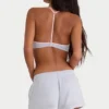 Elastiske minishorts i børstet jersey i tåkegrå