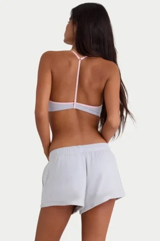 Elastiske minishorts i børstet jersey i tåkegrå