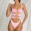 Elirae Cut-Out Thong-badedrakt i rosa multi