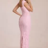 Elisa maxi-kjole med hjerteutringning i Blossom Pink