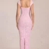 Elisa maxi-kjole med hjerteutringning i Blossom Pink
