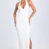 Elisana Modal Lace-Trim Halterneck Maxi Kjole i hvitt